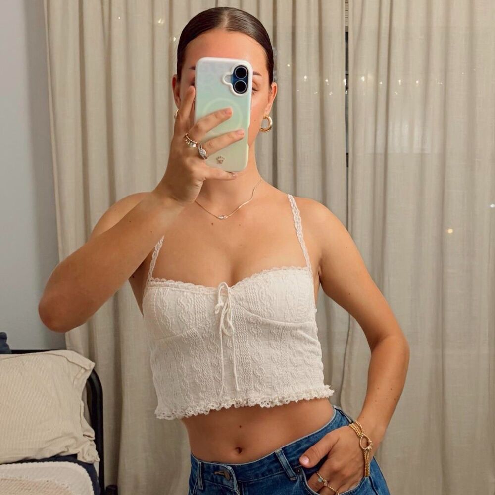 Edikted cream pointelle lace trim camisole size S 🎀